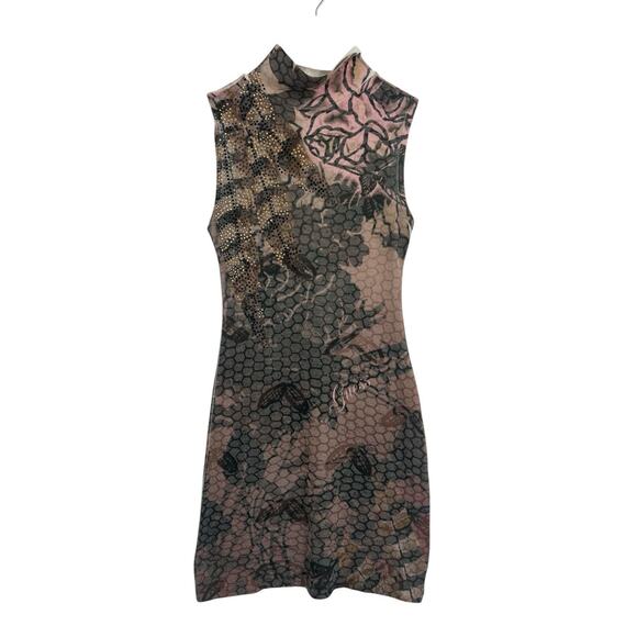 Guess Vintage Y2K Embellished Mock Neck Lightweight Sweater Dress XS Bodycon - Picture 1 of 5